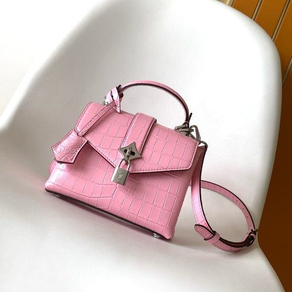 LV 25s Rose Des Vents Handbag 19cm Pink Crocodile Metal HW