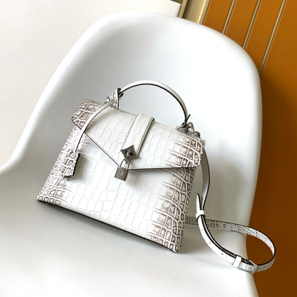 LV 25s Rose Des Vents Handbag 27cm White Crocodile Himalaya Metal HW