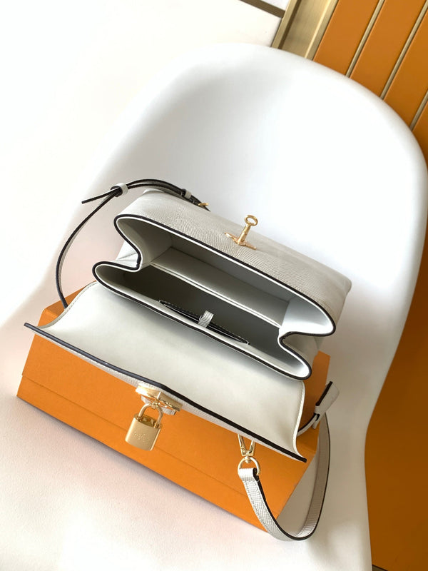 LV 25s Rose Des Vents Handbag 27cm White Lizard GHW