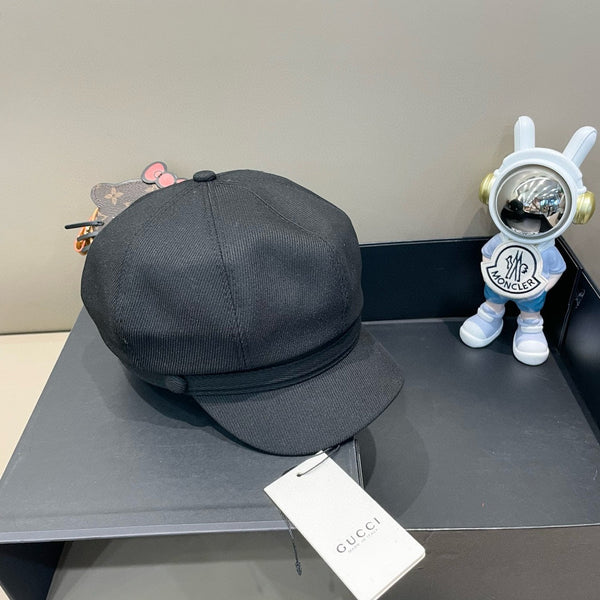 BAKER BOY CAP IN BLACK FABRIC 400796