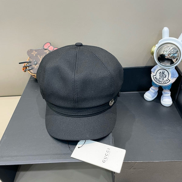 BAKER BOY CAP IN BLACK FABRIC 400796