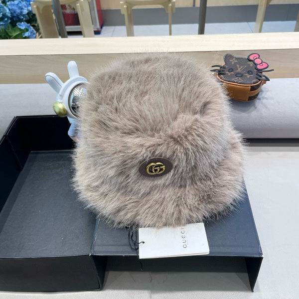 BUCKET HAT IN KHAKI BROWN FOX FUR 404749