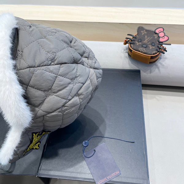 CAPPELLO TRAPPER IN COTONE GRIGIO 411229 