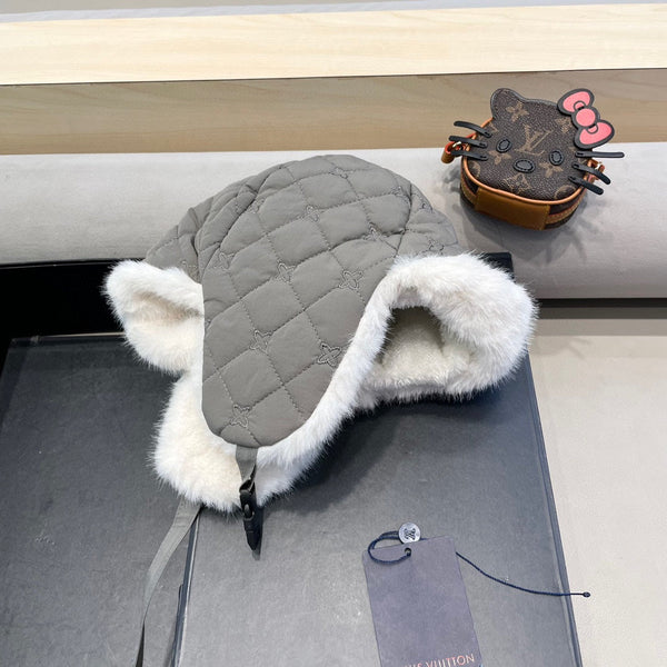 CAPPELLO TRAPPER IN COTONE GRIGIO 411229 