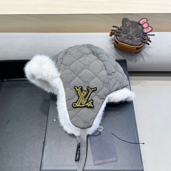 CAPPELLO TRAPPER IN COTONE GRIGIO 411229 