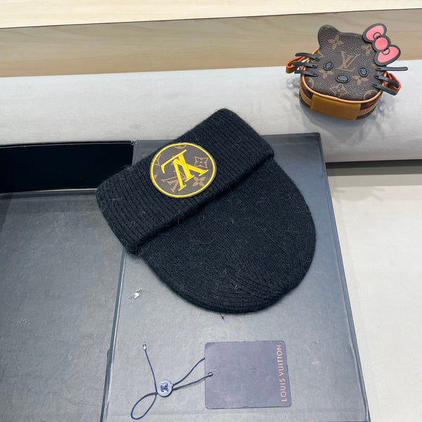 BERRETTO IN MAGLIA DI LANA NERA E PELLICCIA DI CONIGLIO 417754 