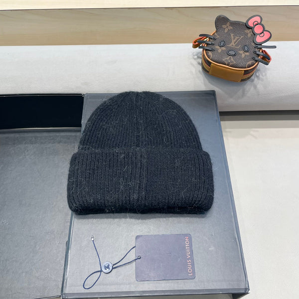 BERRETTO IN MAGLIA DI LANA NERA E PELLICCIA DI CONIGLIO 417754 