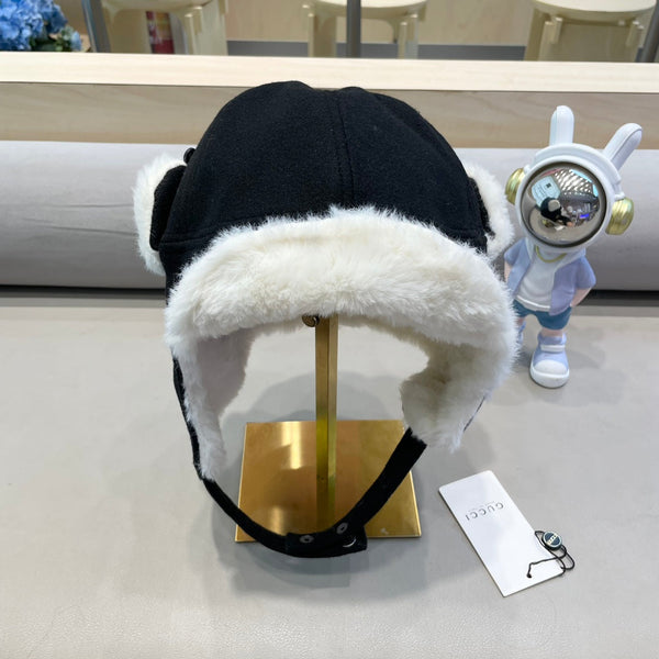 CAPPELLO DA TRAPPER IN CAMOSCIO NERO E PILE 417777