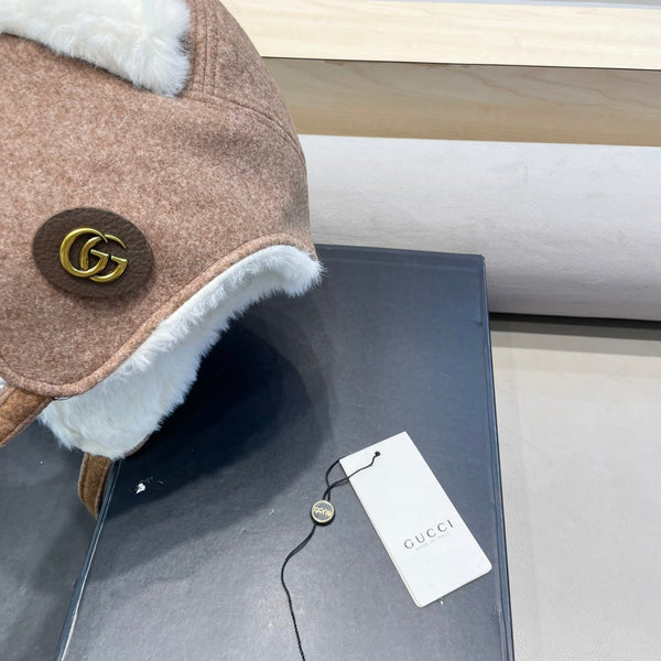 CAPPELLO DA TRAPPER IN PELLE SCAMOSCIATA E PILE MARRONE MEDIO 417778 