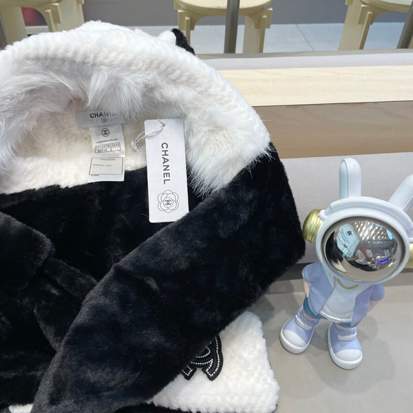 CAPPELLO PASSAMONTAGNA IN PILE NERO MISTO BIANCO 422216 