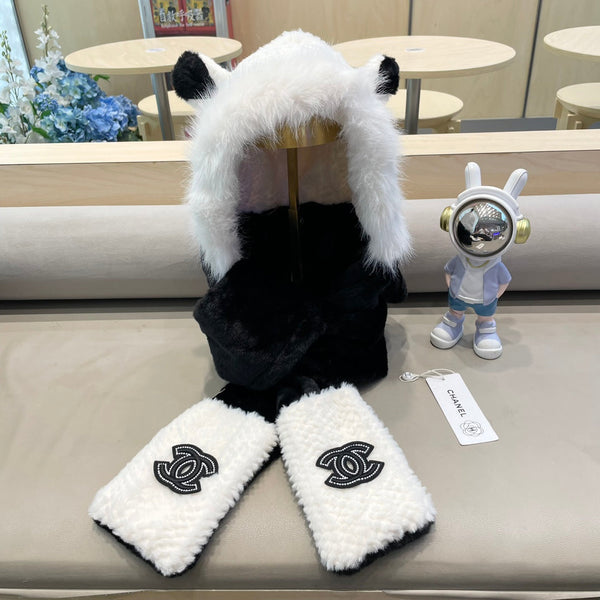 CAPPELLO PASSAMONTAGNA IN PILE NERO MISTO BIANCO 422216 