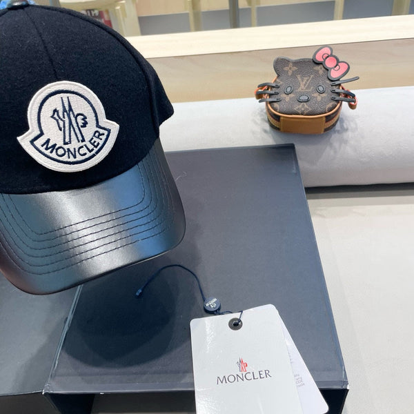 WOOL-TWEED AND LEATHER BASEBALL CAP BLACK 428237