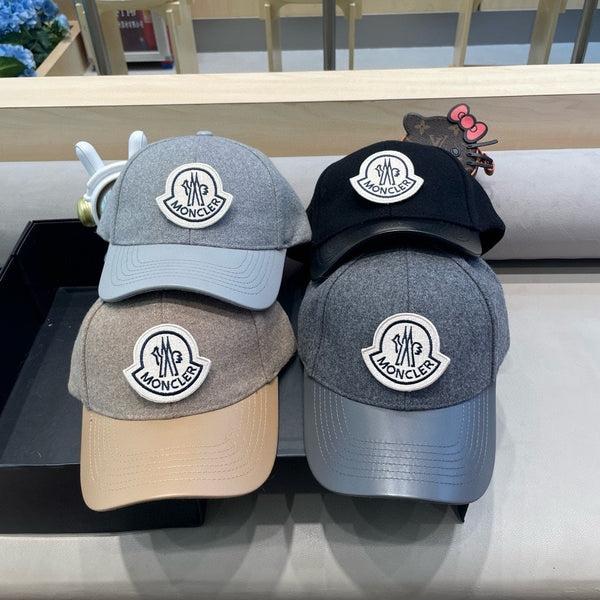 WOOL-TWEED AND LEATHER BASEBALL CAP SHARK GRAY 428239