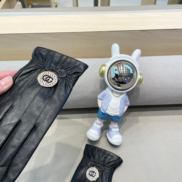 GUANTI CLASSICI TOUCHSCREEN IN PELLE DI MONTONE NERA 427387