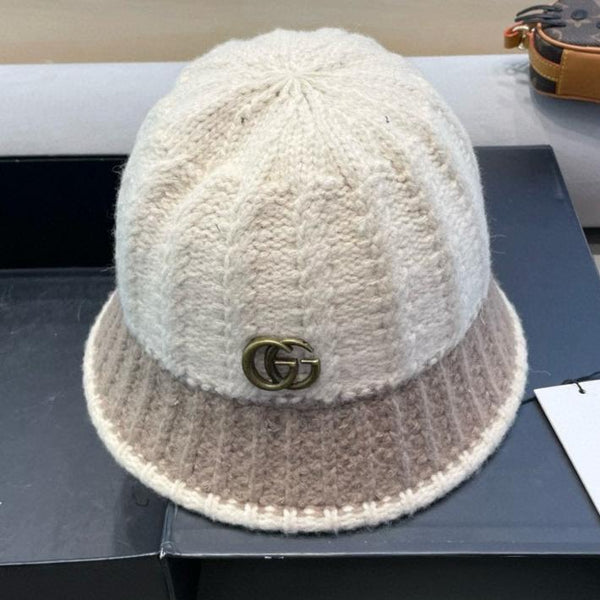 CAPPELLO A SECCHIELLO IN MAGLIA DI LANA MARRONE MEDIO MIX BEIGE 431640 