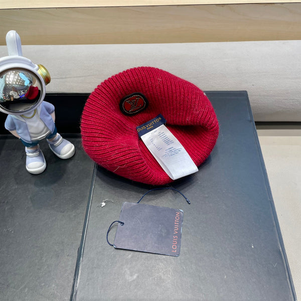 BEANIE HAT IN RED WOOL AND RABBIT FUR 433476