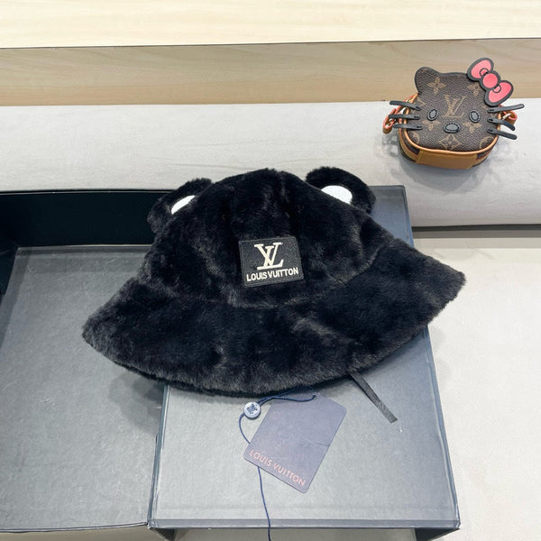 BUCKET HAT IN BLACK  WOOL AND LAMB FUR 434939
