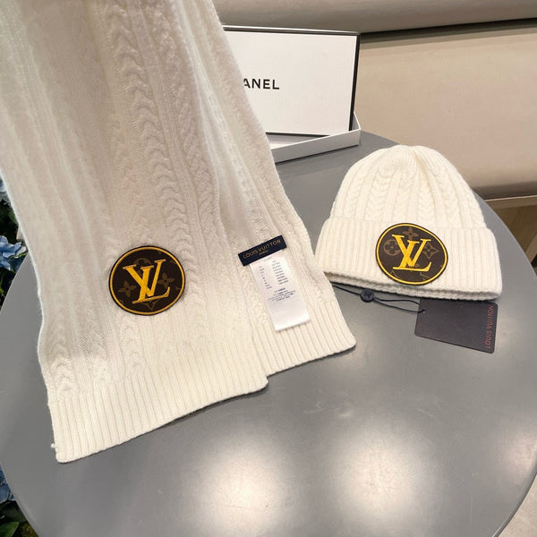 SET SCARF AND HAT IN BEIGE WOOL 434611