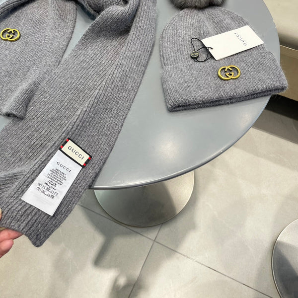 SET SCIARPA E CAPPELLO IN CASHMERE GRIGIO TORTORA 436241 