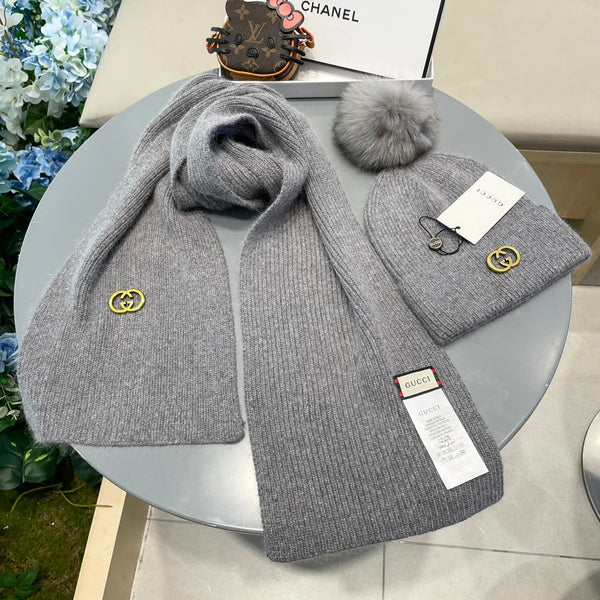 SET SCIARPA E CAPPELLO IN CASHMERE GRIGIO TORTORA 436241 