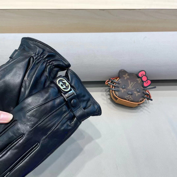 GUANTI TOUCHSCREEN IN PELLE DI AGNELLO NERA 454568