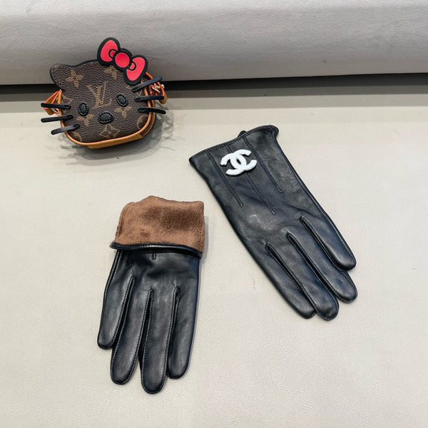 GLOVES IN BLACK LAMBSKIN WITH WHITE LOGO 462412