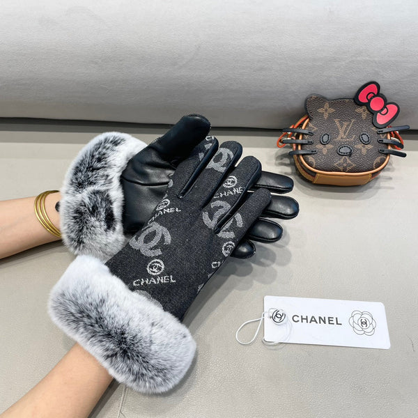 GUANTI IN DENIM NERO E PELLE DI VITELLO 463797