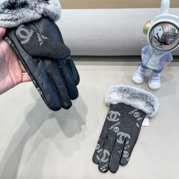 GUANTI IN DENIM NERO E PELLE DI VITELLO 463797