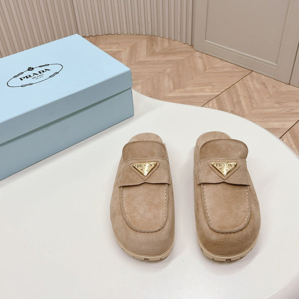 PRA SABOTS MULES LIGHT BROWN SUEDE