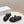 PRA CROCODILE MOTIF SLIDES SANDALS BLACK CALFSKIN