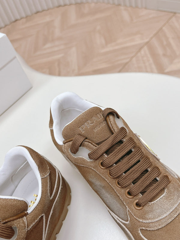 PRA FADED SUEDE SNEAKERS SEPIA AND WHITE