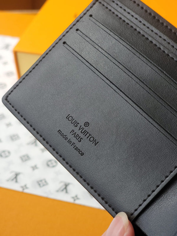 LV M82297 Multiple Wallet Black Borealis Monogram Cowhide