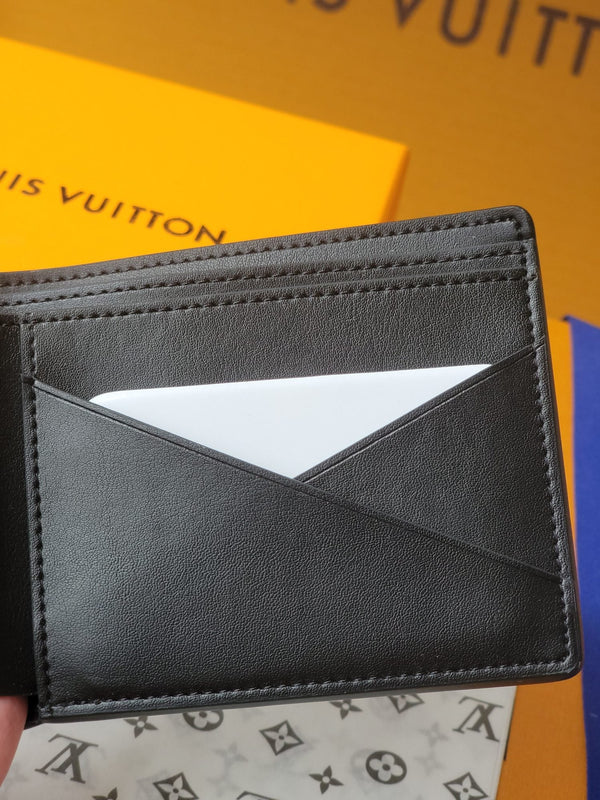 LV M82297 Multiple Wallet Black Borealis Monogram Cowhide