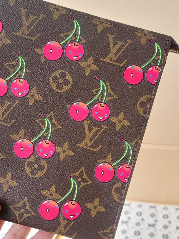 LV x TM M14372 Toiletry Pouch Brown Monogram Canvas With Cherry Motif