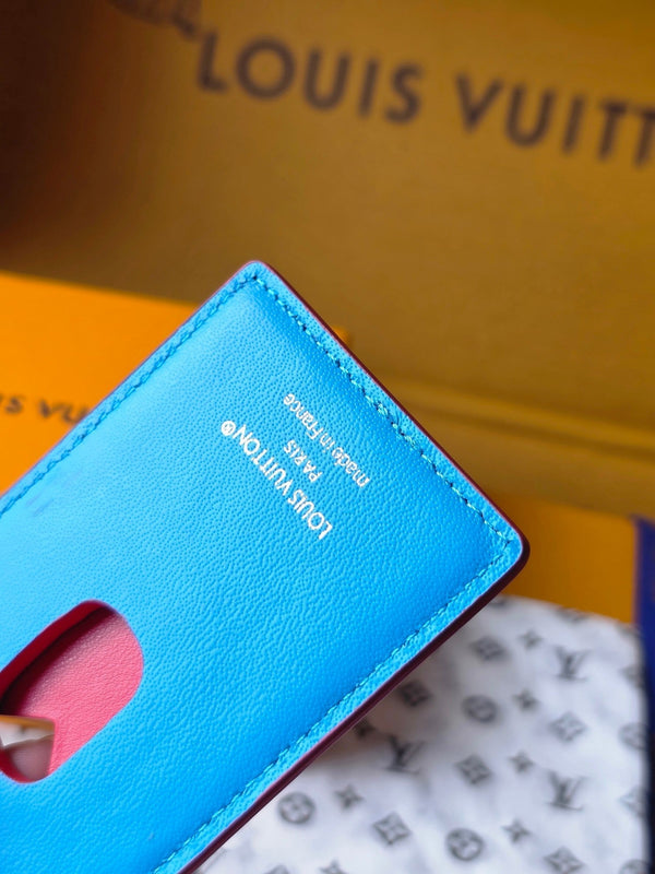 LV M15034 Porte-Cartes Magnet Blue Red Monogram Glow Canvas & Cowhide