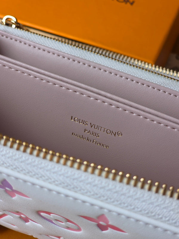 LV M15091 Zippy Wallet 19.5cm Dream Beige Monogram Embossed Lambskin- Light GHW