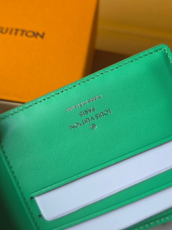 LV M25998 Multiple Wallet Bamboo Green Taurillon Monogram leather
