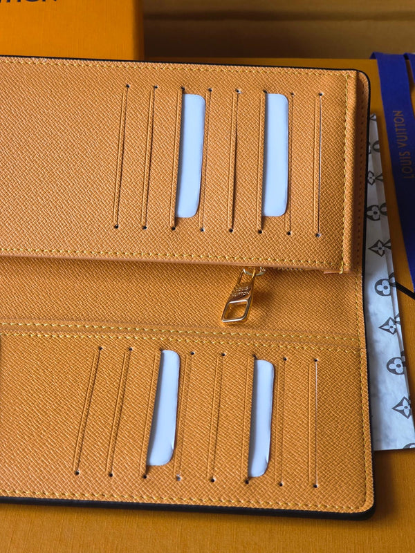 LV Brazza Wallet Dark Blue Teal Green Cowhide