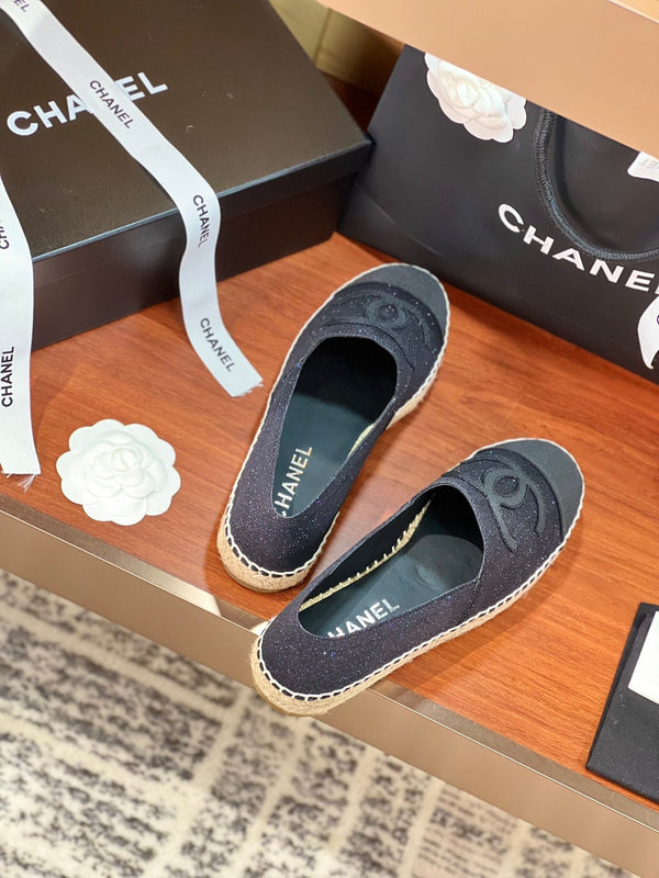 cc espadrilles black glitter fabric