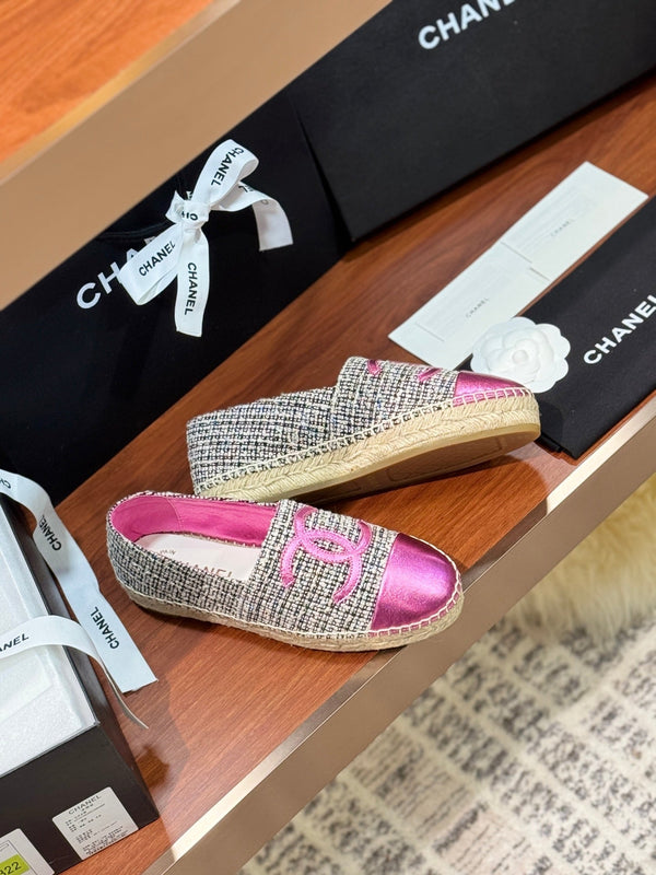 CC 25 Espadrillas Logo Tessuto Rosa Pelle di Pecora 310157