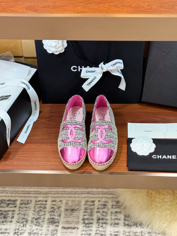 CC 25 Espadrillas Logo Tessuto Rosa Pelle di Pecora 310157