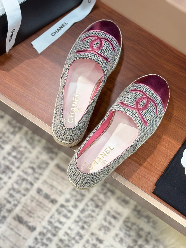 CC 25 Espadrillas Logo Tessuto Rosa Pelle di Pecora 310157