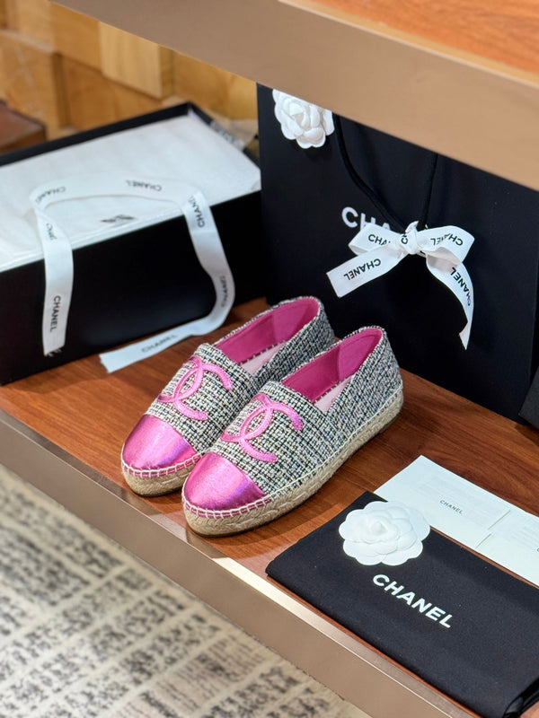 CC 25 Espadrillas Logo Tessuto Rosa Pelle di Pecora 310157