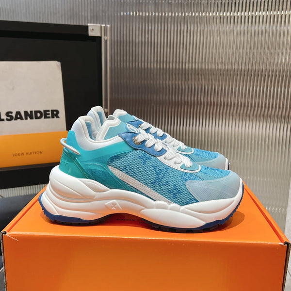 LV Run 55 Sneaker 50mm Light Blue Monogram Jacquard Fabric