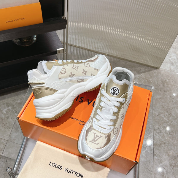 LV Run 55 Sneaker 50mm Beige Gold Monogram Jacquard Fabric