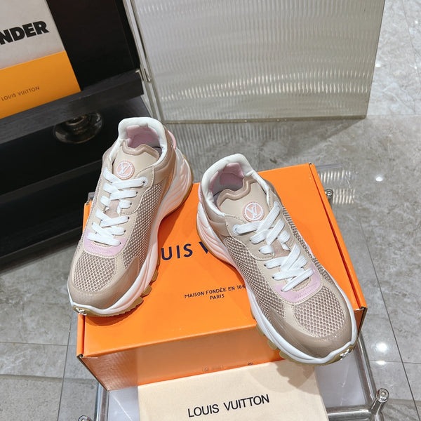 Sneaker LV Run 55 50mm Tessuto a rete in poliestere marrone rosa