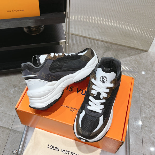 Sneaker LV Run 55 da 50 mm in tessuto a rete di poliestere nero
