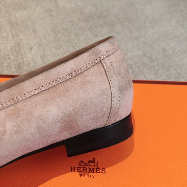 Paris Loafer Peach Suede Calfskin With Signature Buckle 509351