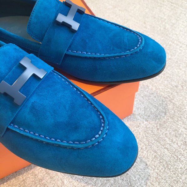 Paris Loafer Blue Suede Calfskin With Signature Buckle 509352