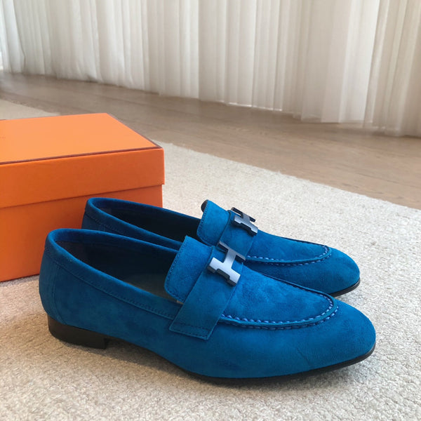 Paris Loafer Blue Suede Calfskin With Signature Buckle 509352